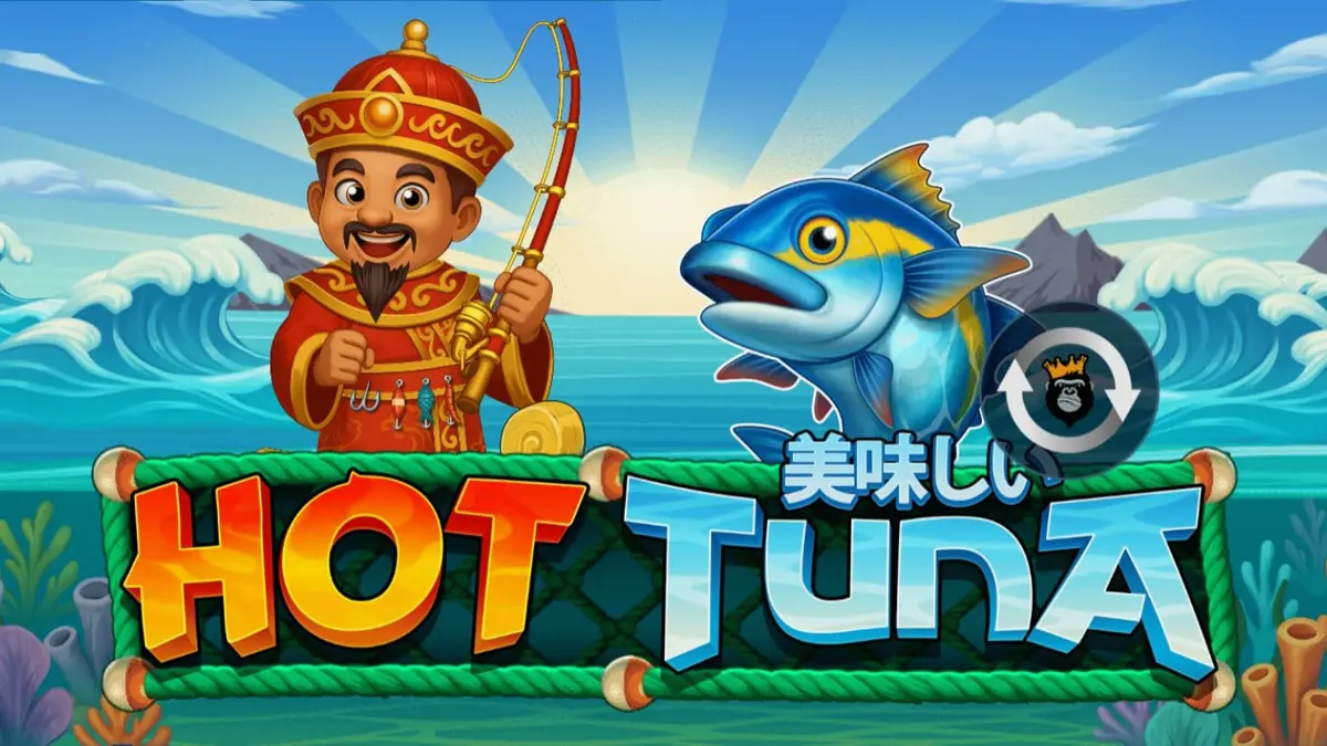 Tampilan visual slot Hot Tuna dengan nelayan dan latar belakang laut